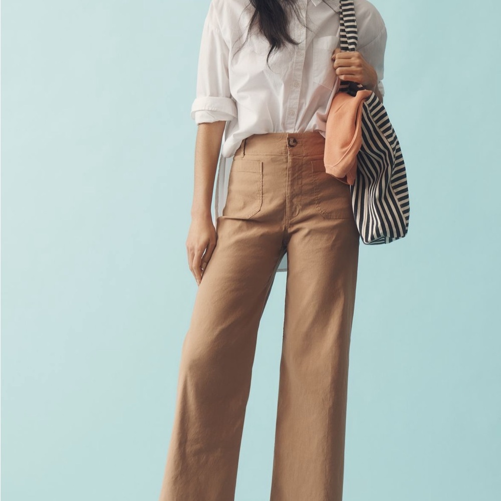 Maeve Tan Wide-Leg Pants NWT 27